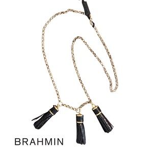 Brahmin Black and Gold Tassel Necklace or Bag Charm